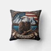 山威厳のある景色を見下ろすワシ クッション (裏面)