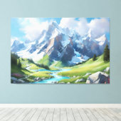 山威厳のある景高山風景 キャンバスプリント (インサイチュ (ウッドフロア))