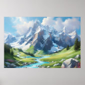 山威厳のある景高山風景 ポスター (正面)