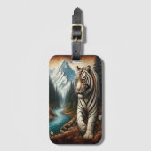 山威厳のある渓谷のホワイトタイガー ラゲッジタグ (正面縦)