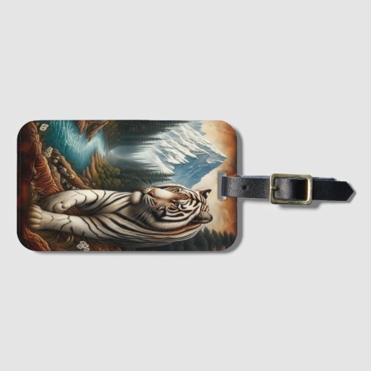 山威厳のある渓谷のホワイトタイガー ラゲッジタグ (正面横)