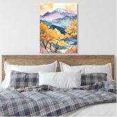 山威厳のある越しに沈む夕日 キャンバスプリント (インサイチュ (寝室))