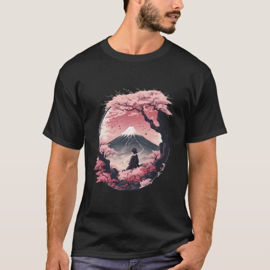 山富士さくらんぼ花ズゲイシャ日本のガーデン Tシャツ (正面)