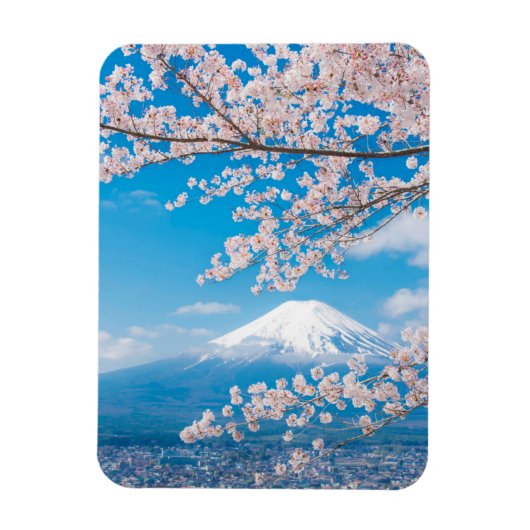 山富士とさくらんぼの花見 マグネット (縦)
