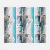 山富士と雪だるま フリースブランケット (正面(横))