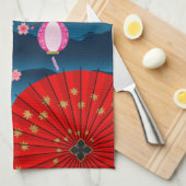 山富士ジャパン・ヴィンテージ旅行ポスター キッチンタオル (四つ折り)