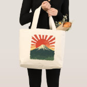 山富士レトロ日本美術 – ヴィンテージライジングサン ラージトートバッグ (正面(商品))