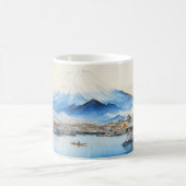 山富士水絵を描色デザイン。 コーヒーマグカップ (中央)