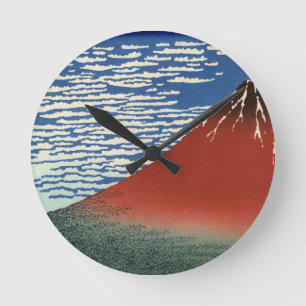山富士火山絵画日本 ラウンド壁時計