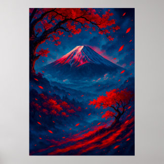山富士赤い花のファンタジー ポスター