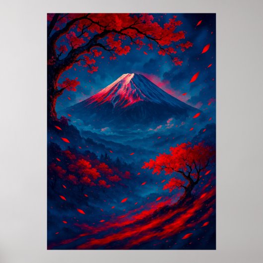 山富士赤い花のファンタジー ポスター (正面)
