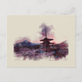山富士,日本,水彩, ポストカード