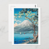 山富士from山中湖ウッドブロ日本のック ポストカード (正面/裏面)
