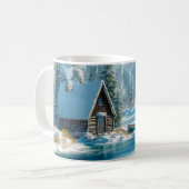 「山小屋の冬の静寂」 コーヒーマグカップ (正面左)