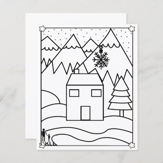 山小屋の着色ページ (正面/裏面)