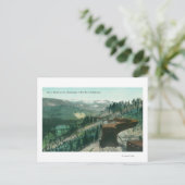 山岳の列車軌道上のスノーシェッドの景観 ポストカード (スタンド正面)