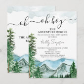 山岳アドベンチャーが始まる！野生のベイビーシャワー 招待状 (正面/裏面)