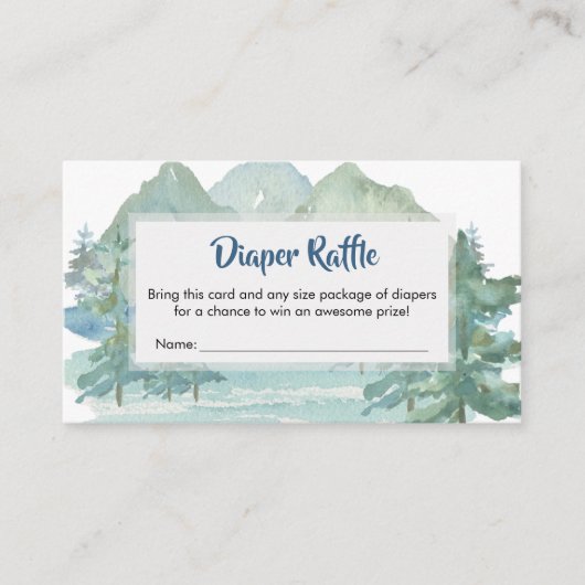 山岳アドベンチャー素朴ベビーおむつラッフル エンクロージャーカード (正面)