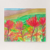 山岳インディアンペイントブラシワイルドフラワー絵画ズ ジグソーパズル (横)