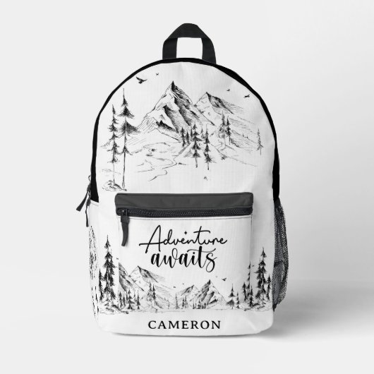 山岳パーソナライズされた自然アドベンチャー待ち プリントバックパック (正面)