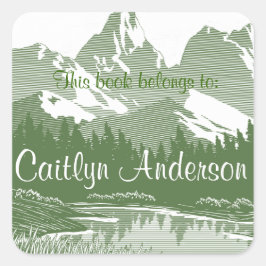 山岳パーソナライズされた蔵書票シール スクエアシール
