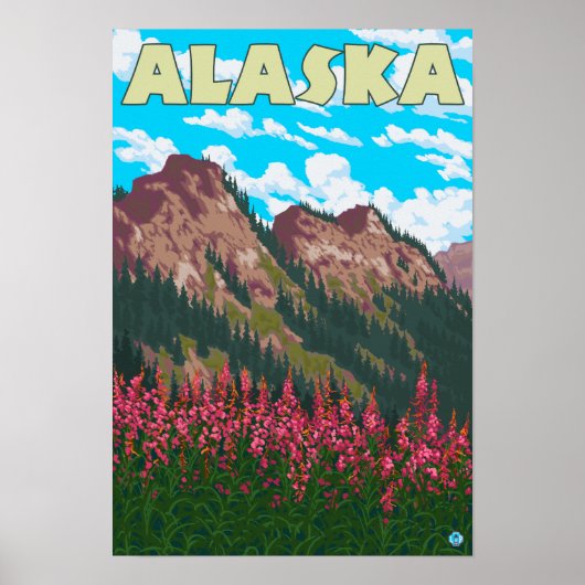 山岳ヴィンテージ旅行ポスター付き消防 ポスター (正面)