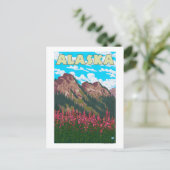 山岳ヴィンテージ旅行ポスター付き消防 ポストカード (スタンド正面)