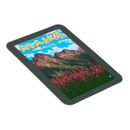 山岳ヴィンテージ旅行ポスター付き消防 マグネット (右側)