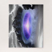 山岳地帯に囲まれた紫色の核 ジグソーパズル (縦)