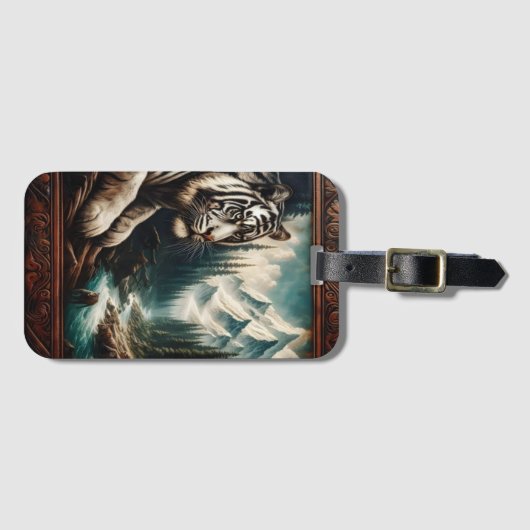 山岳林に生息するホワイトタイガー ラゲッジタグ (正面横)