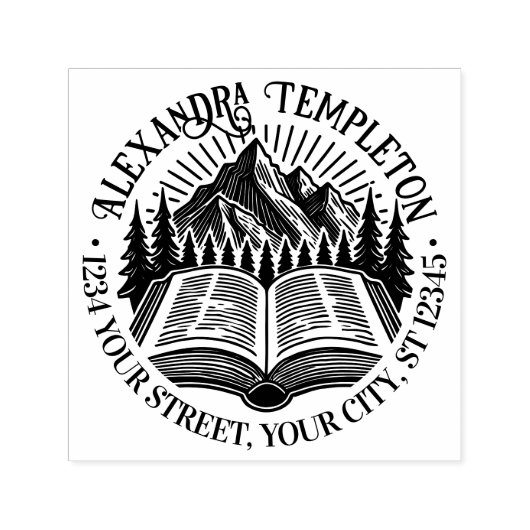 山岳樹木日光図書館本の名前 セルフインキングスタンプ (デザイン)