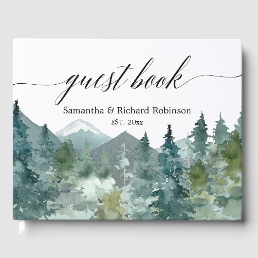 山岳水彩画のウェディングシャワー ゲストブック (正面)