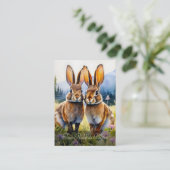 山岳牧草地で2羽のウサギをカスタマイズ 名刺 (スタンド正面)