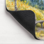 山岳牧草地の谷の空のベンチ マウスパッド (コーナー)