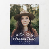 山岳素朴卒業パーティトリフォールド 三つ折り招待状 (カバー)