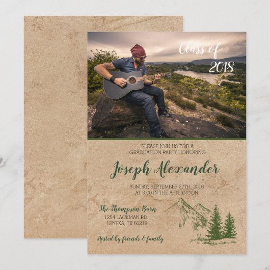 山岳素朴卒業招待状 招待状 (正面/裏面)