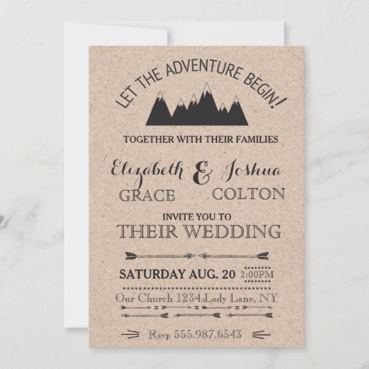 山岳素朴結婚式招待状 招待状 (正面)