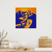 山岳道路上のマラソン走者またはジョガー ポスター (キッチン)