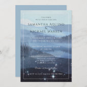 山岳郷土ブルー結婚式招待状 招待状 (正面/裏面)