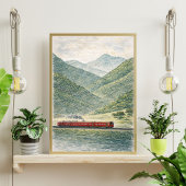 山岳鉄道の風景 | 田舎の列車 ポスター
