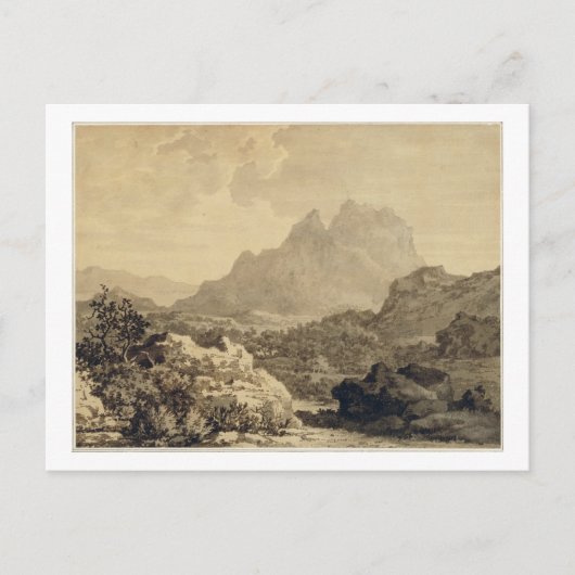 山岳風景、c.1780 (灰色と茶色の洗剤) ポストカード (正面)