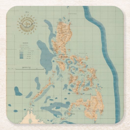 山岳4つの地図を描かないで下さい スクエアペーパーコースター (正面)