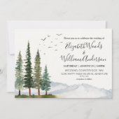 山岳 - 素朴な松林のウェディング 招待状 (正面)