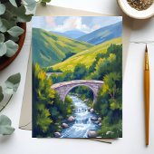 山川橋 緑の水彩 自然のカード