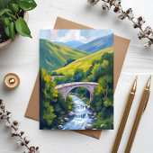 山川橋 緑の水彩 自然のカード