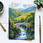 山川橋 緑の水彩 自然のカード