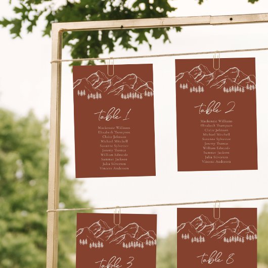 山座席図カードパインツリーアウトドア 招待状