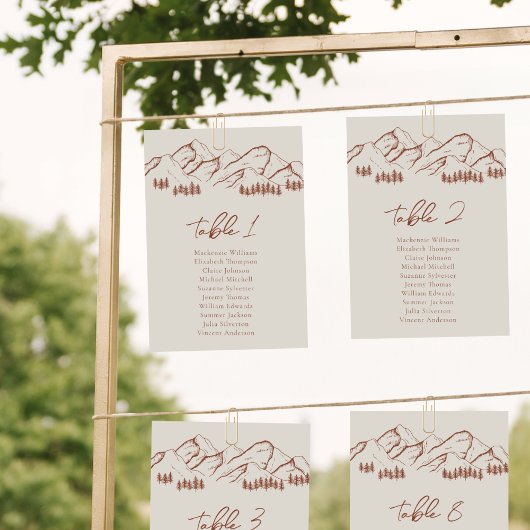 山座席図カードパインツリーアウトドア 招待状