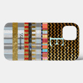 山形とストライプ名前をカスタムするとイニシャル Case-Mate iPhoneケース (裏面 (横))