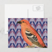 山形とヴィンテージピンク鳥 ポストカード (正面/裏面)